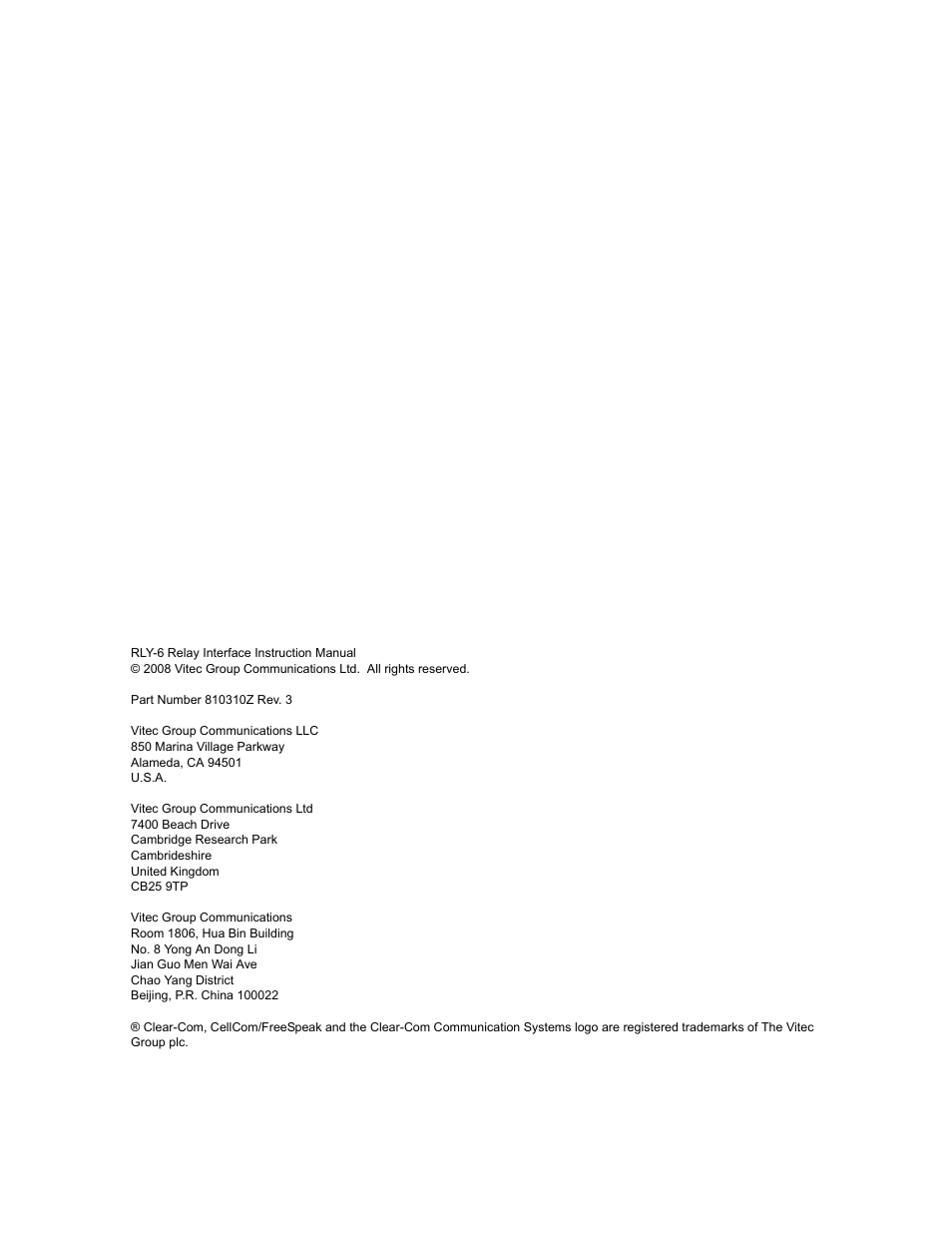 Clear-Com RLY-6 User Manual | Page 2 / 18