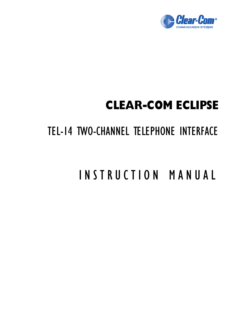 Clear-Com TEL-14 User Manual | 38 pages