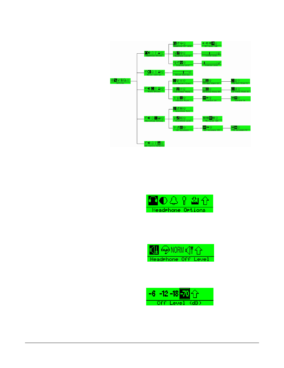 The headphone menu, The headphone menu -5, Figure 2-2 beltpack settings menu structure -5 | Clear-Com FreeSpeak Beltpack User Manual | Page 39 / 89