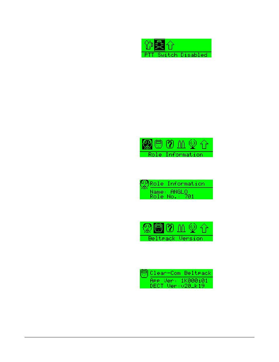 The status (information) menu, The status (information) menu -16 | Clear-Com FreeSpeak Beltpack User Manual | Page 50 / 89
