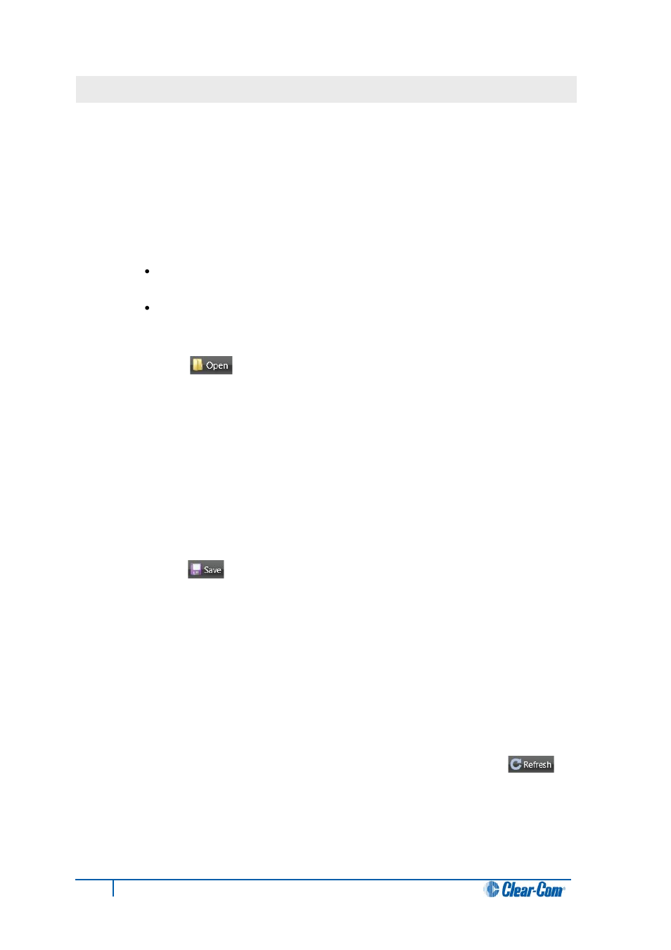3 opening a project (layout) file, 4 saving a project (layout) file, 5 refreshing information from the matrices | Opening a project (layout) file, Saving a project (layout) file, Refreshing information from the matrices | Clear-Com Production-Maestro-Pro User Manual | Page 21 / 58
