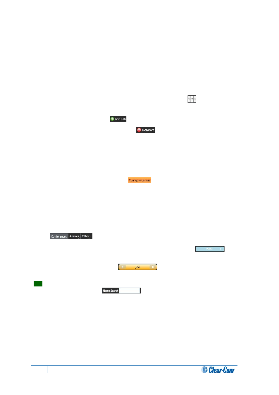 2 configure canvas mode, Using the configure canvas palette, Configure canvas mode | Clear-Com Production-Maestro-Pro User Manual | Page 29 / 58