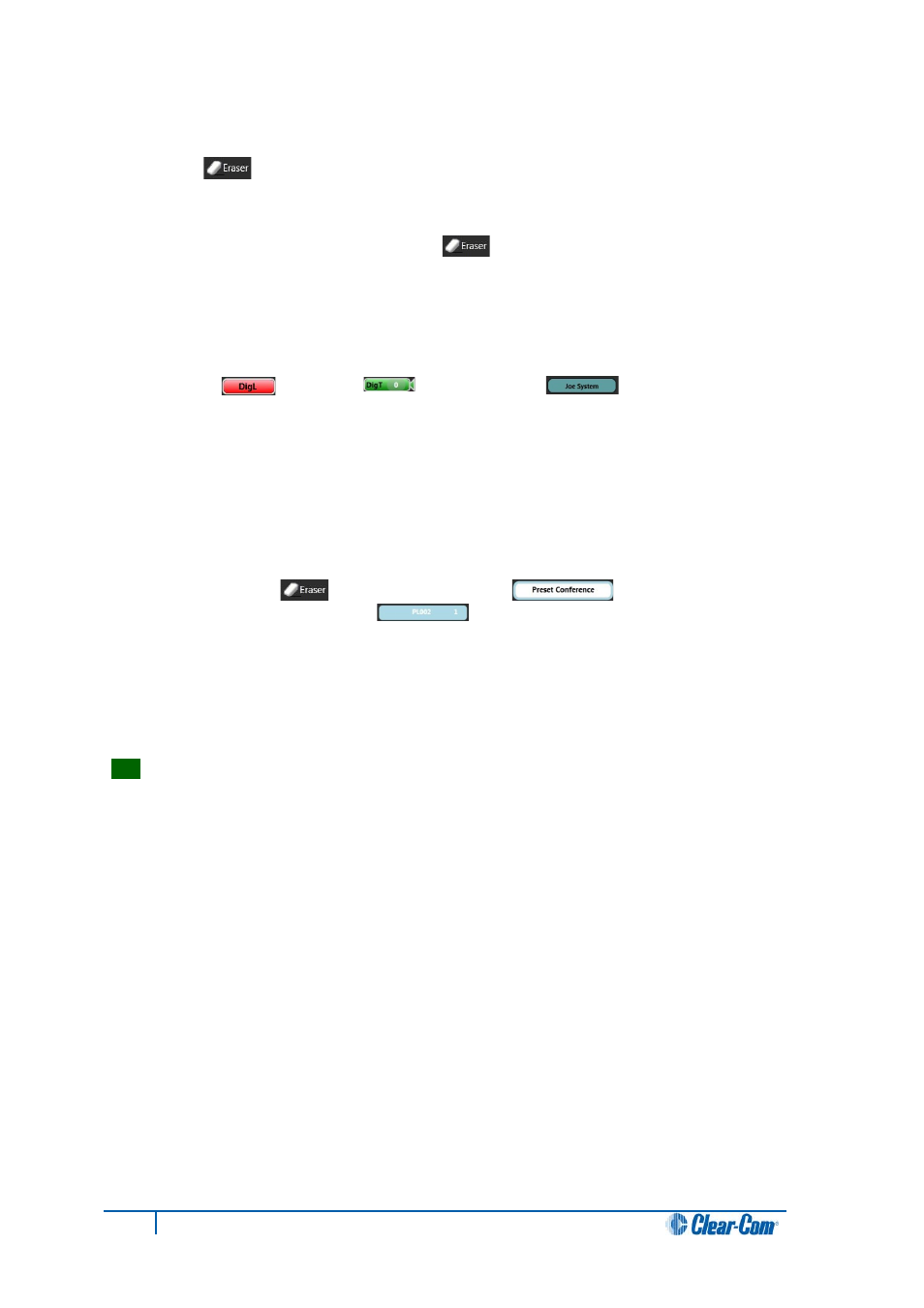 15 erasing changes to conferences, 1 erasing changes to preset conferences, Erasing changes to conferences | Erasing changes to preset conferences | Clear-Com Production-Maestro-Pro User Manual | Page 38 / 58