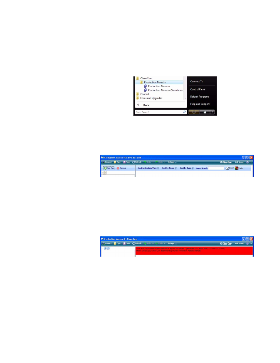 Production maestro startup, Production maestro startup -3 | Clear-Com Production-Maestro-Pro User Manual | Page 13 / 86