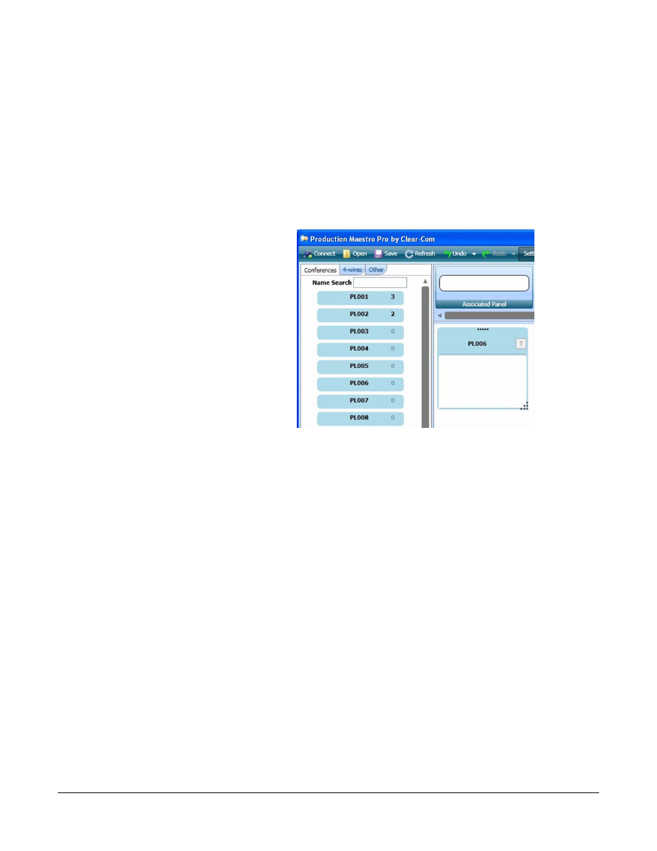 Settings, Associated panel, Settings -40 | Associated panel -40 | Clear-Com Production-Maestro-Pro User Manual | Page 50 / 86