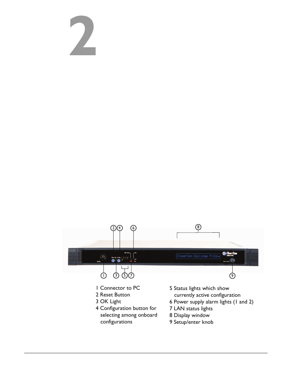 Operating an eclipse pico matrix, Storing and retrieving configurations, Front-panel controls and lights | Operating an eclipse pico matrix -1, Storing and retrieving configurations -1, Front-panel controls and lights -1, Storing and retrieving configura- tions | Clear-Com Eclipse-PiCo User Manual | Page 17 / 79