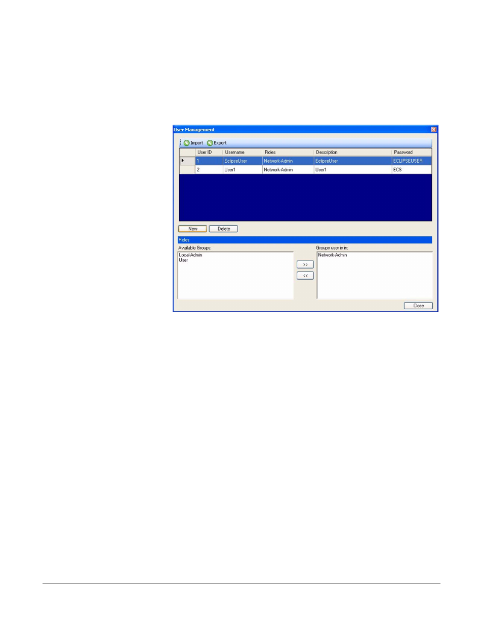 Adding a new ecs login, Adding a new ecs login -18, Figure 4-23 creating a new user -18 | Clear-Com Eclipse-Omega User Manual | Page 108 / 466