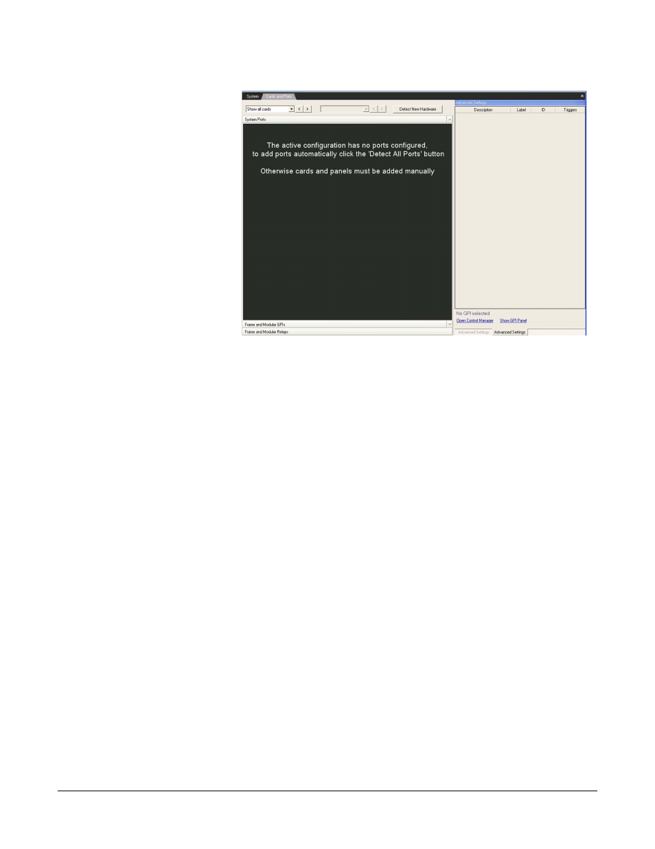 Adding an mvx-a16 card, Adding an mvx-a16 card -6, Figure 5-3 initial matrix hardware screen -6 | Clear-Com Eclipse-Omega User Manual | Page 116 / 466