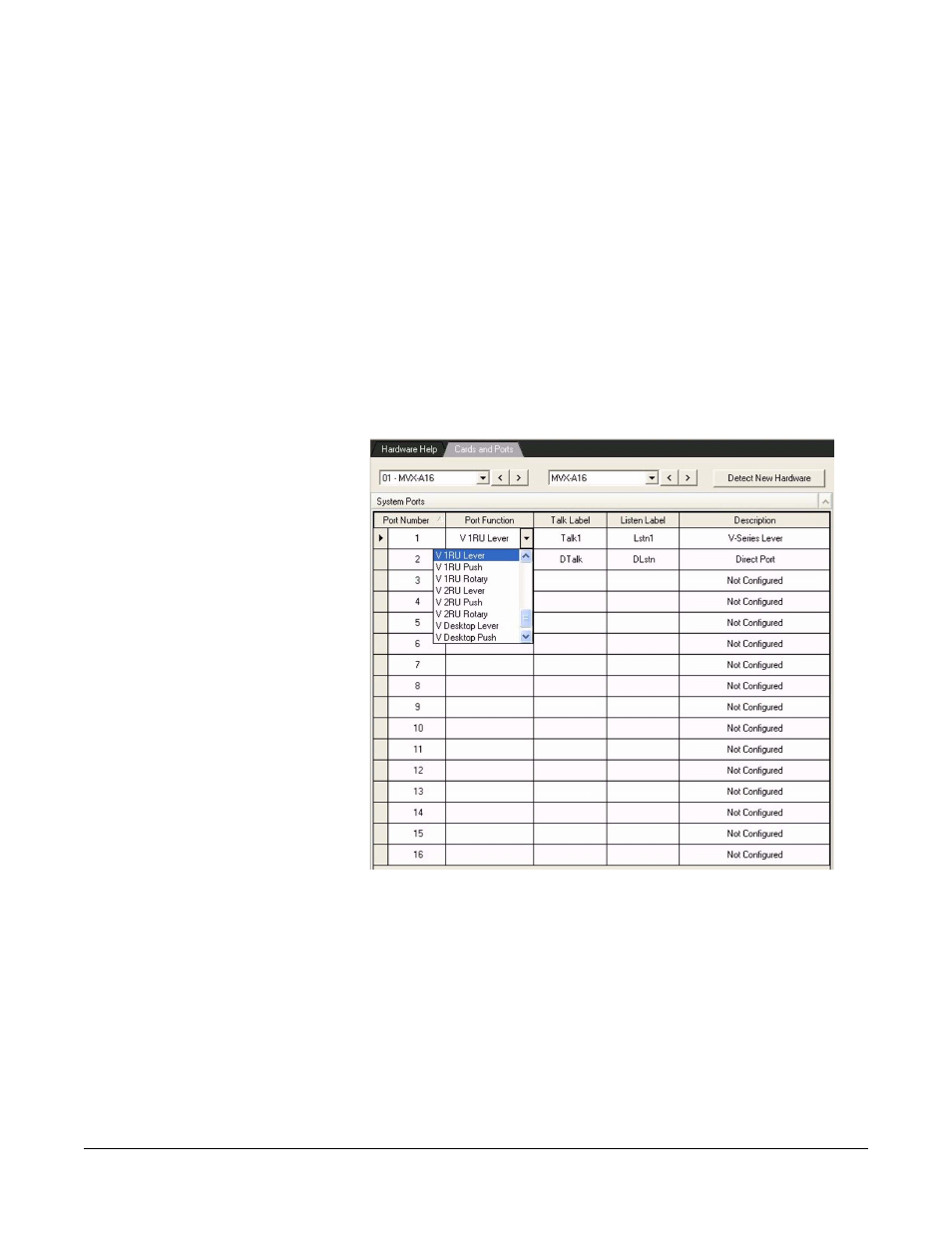 Port function, Port function -9, Figure 5-6 port list -9 | Clear-Com Eclipse-Omega User Manual | Page 119 / 466