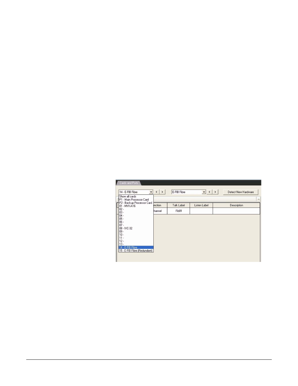 Configuring frame and modular relays, Configuring the e-fib fiber card, Adding an e-fib card | Configuring frame and modular relays -42, Configuring the e-fib fiber card -42, Adding an e-fib card -42, Figure 5-11 eclipse empty slots -42 | Clear-Com Eclipse-Omega User Manual | Page 152 / 466