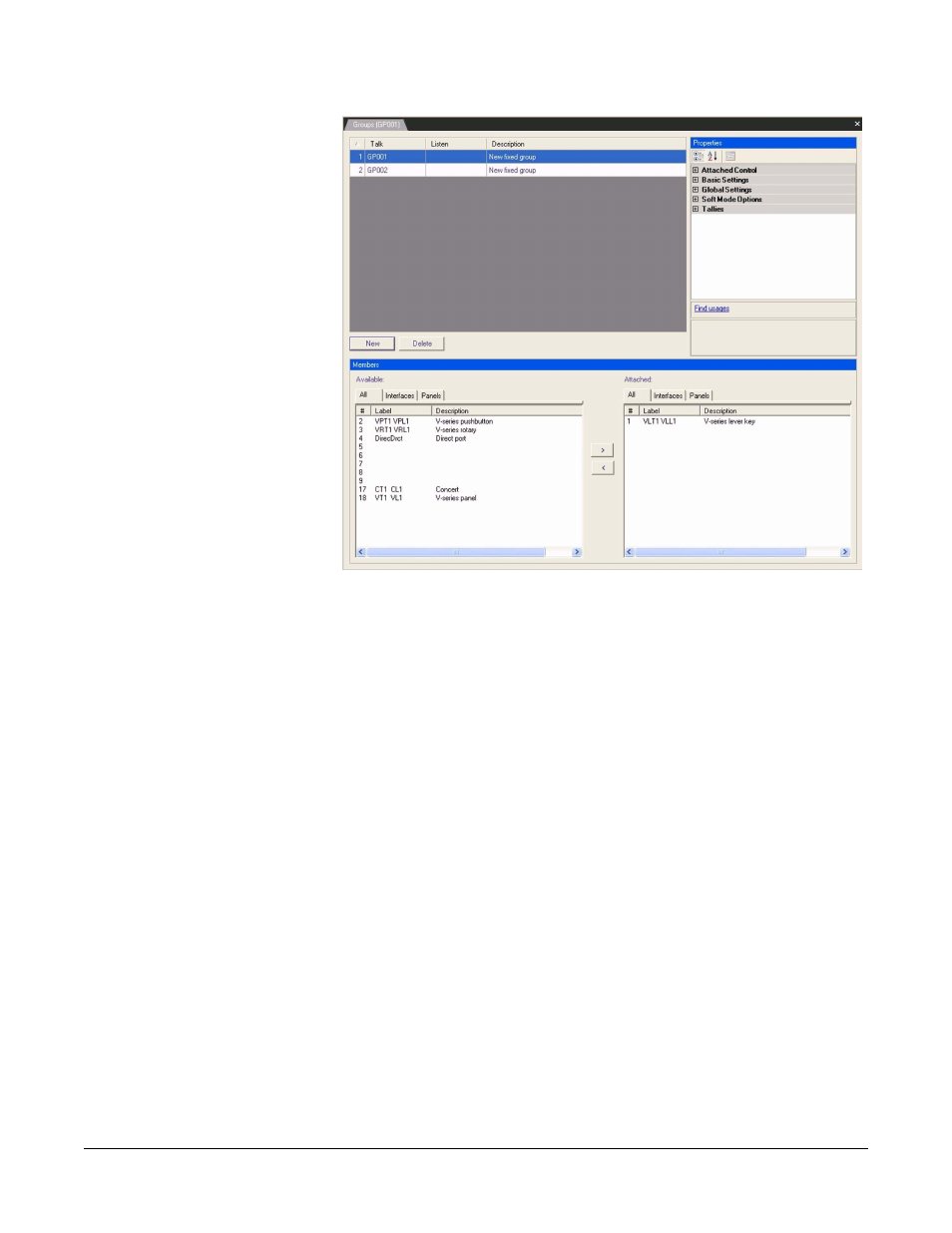 Figure 5-2 fixed groups list -70 | Clear-Com Eclipse-Omega User Manual | Page 180 / 466