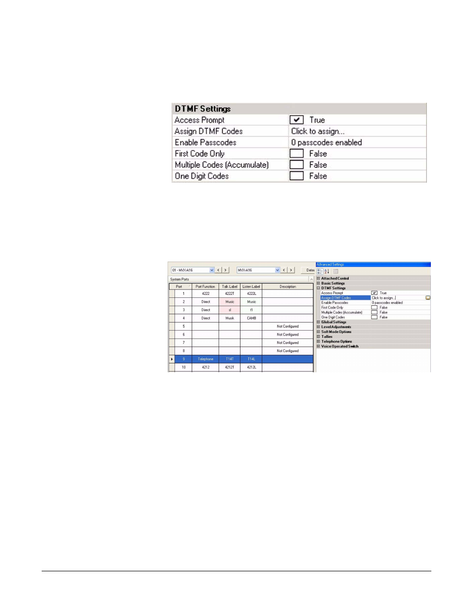 To configure dtmf access codes, Multiple code setup, Assign dtmf codes | To configure dtmf access codes -106, Multiple code setup -106, Assign dtmf codes -106 | Clear-Com Eclipse-Omega User Manual | Page 216 / 466