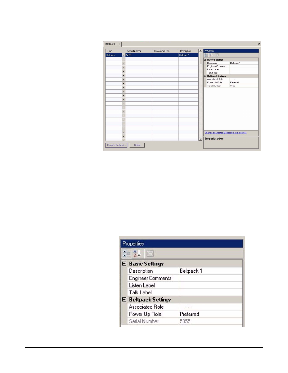 Beltpack properties, Basic settings, Beltpack properties -113 | Basic settings -113 | Clear-Com Eclipse-Omega User Manual | Page 223 / 466