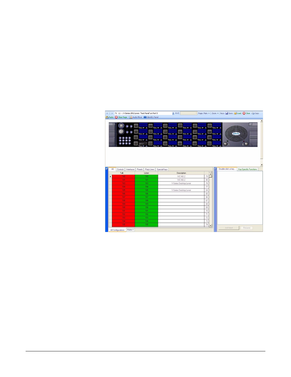 V series panel programming, V series lever key panels, V series panel programming -3 | V series lever key panels -3, Figure 7-2 v series lever key panel -3 | Clear-Com Eclipse-Omega User Manual | Page 255 / 466