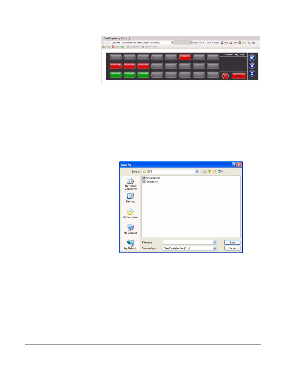 Save, Load, Save -22 | Load -22, Page | Clear-Com Eclipse-Omega User Manual | Page 274 / 466