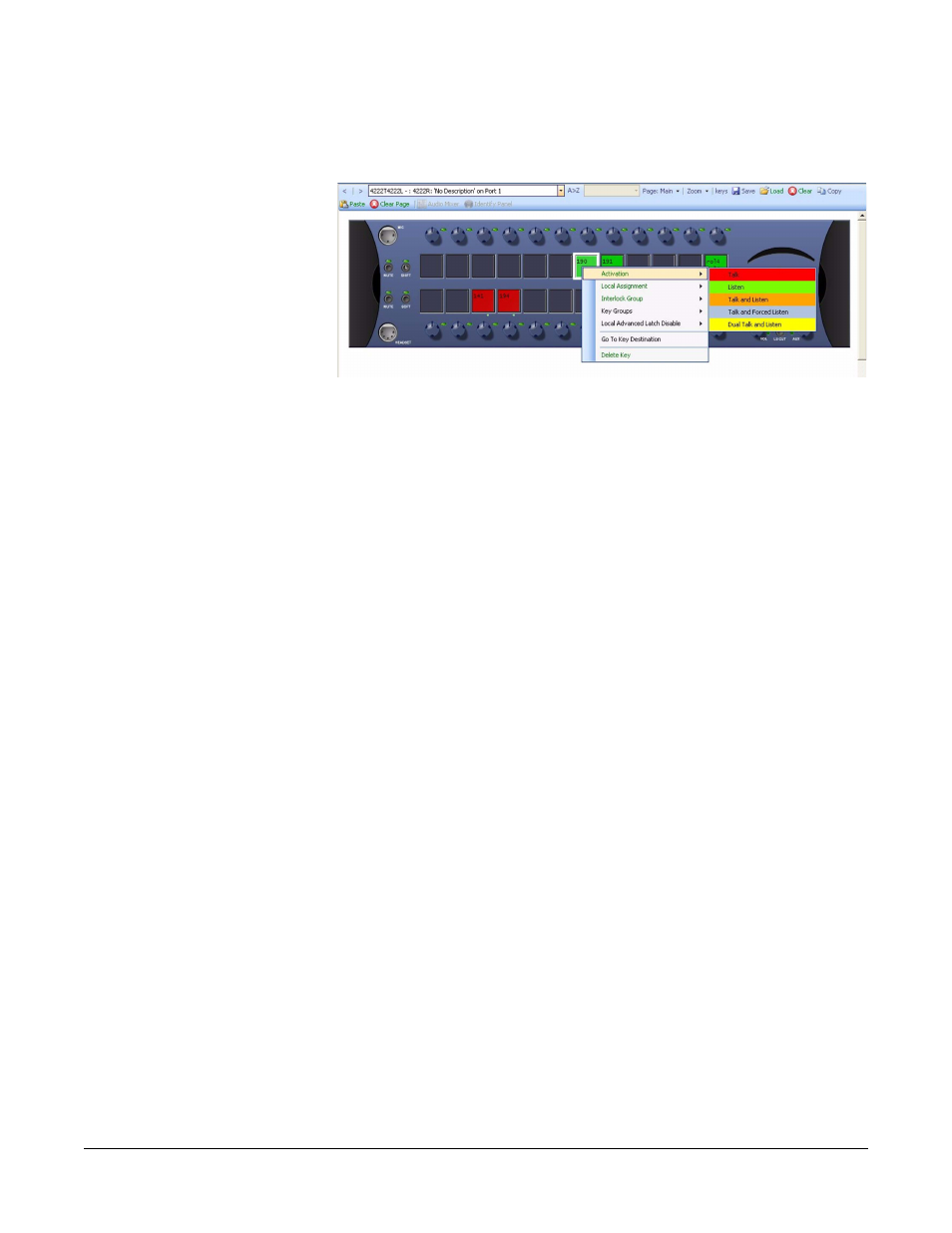 Local assignment, Local assignment -54, Figure 7-65 key assignment menu -54 | Clear-Com Eclipse-Omega User Manual | Page 306 / 466