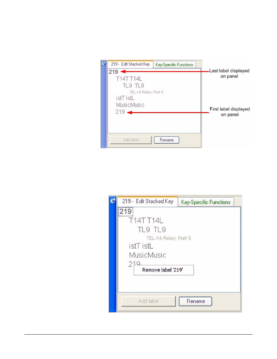 Removing labels from a stacked key, Removing labels from a stacked key -67 | Clear-Com Eclipse-Omega User Manual | Page 319 / 466