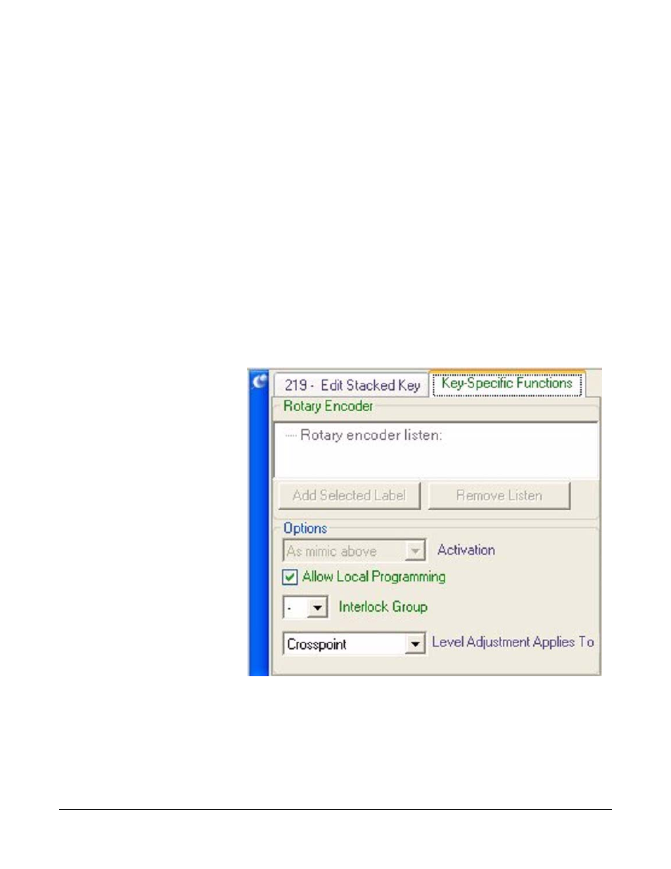 Key specific functions, Rotary encoder, Key specific functions -68 | Rotary encoder -68, Figure 7-80 key specific functions -68 | Clear-Com Eclipse-Omega User Manual | Page 320 / 466