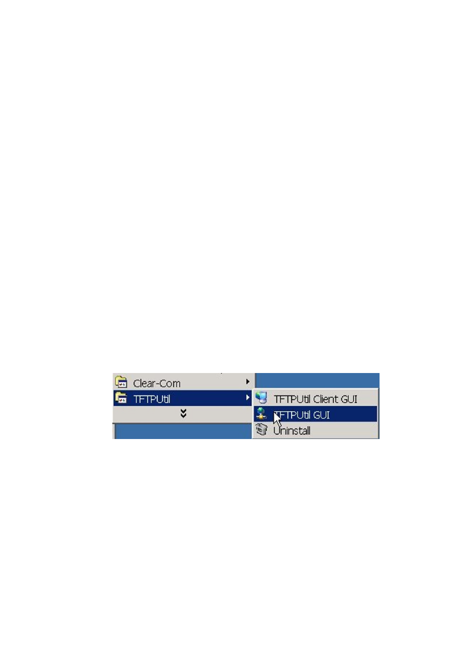 6 expansion panels, Software and pc setup, Expansion panels | V-series – upgrade via direct ethernet connection, 1 software and pc setup, Figure 94, Run tftputil from programs, Eclipse upgrade reference manual | Clear-Com Eclipse-Omega User Manual | Page 110 / 155