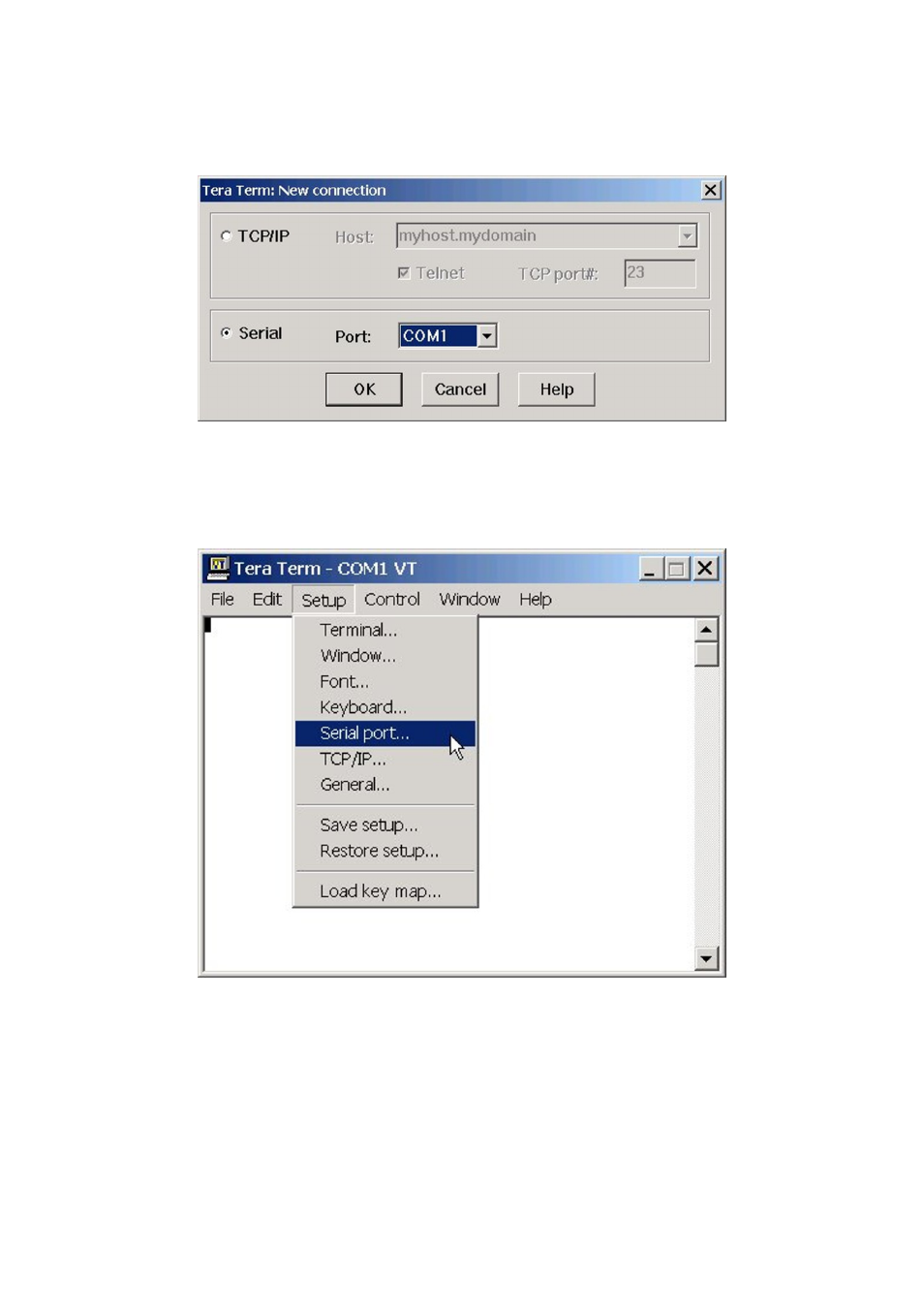 Figure 12, Set teraterm serial port, Figure 13 | Select serial port setup, Eclipse upgrade reference manual | Clear-Com Eclipse-Omega User Manual | Page 25 / 155