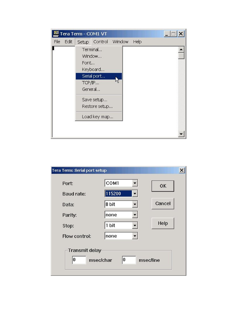 Figure 33, Select serial port setup, Figure 34 | Serial port configuration, Eclipse upgrade reference manual | Clear-Com Eclipse-Omega User Manual | Page 45 / 155