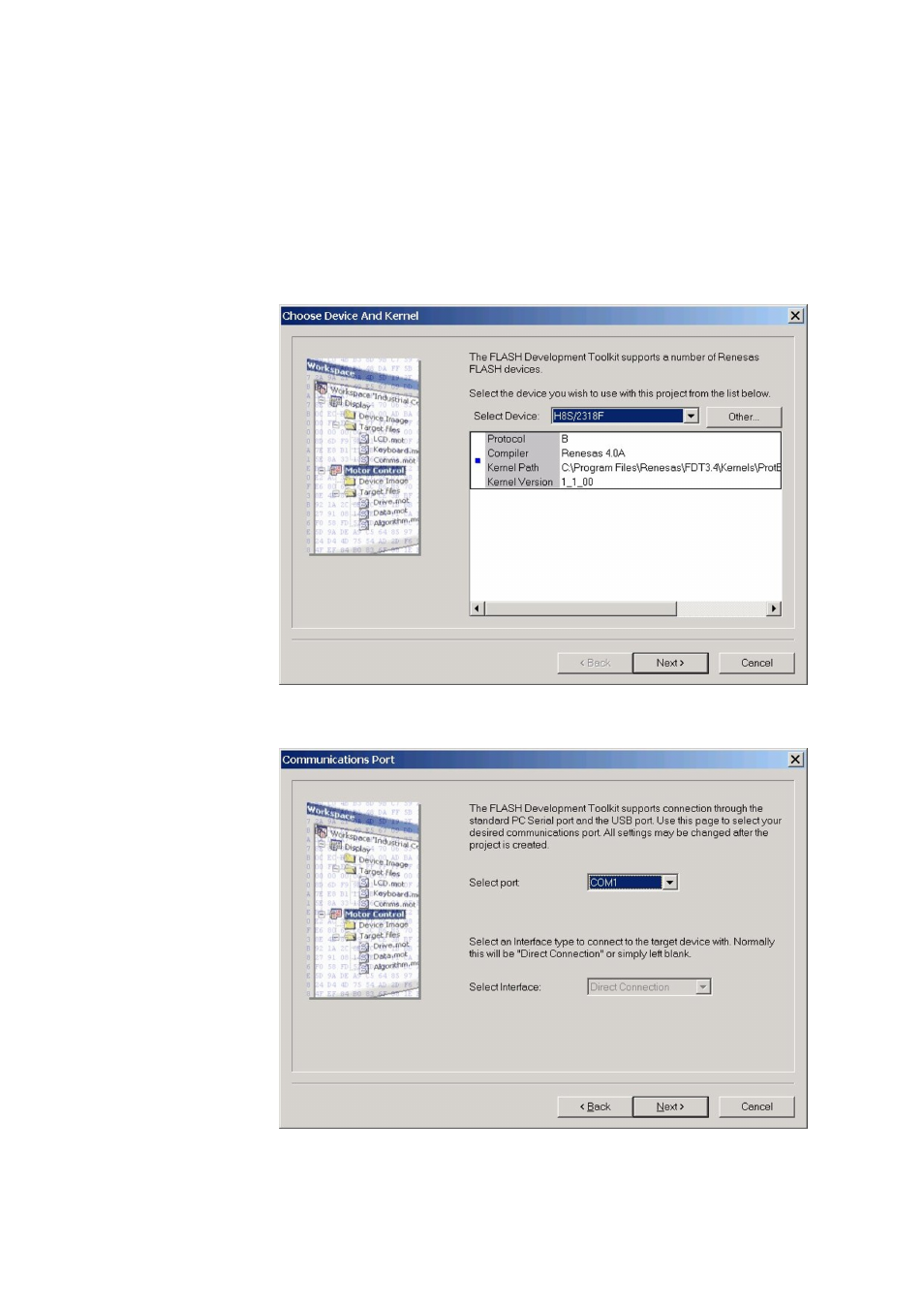 Figure 56, Select device type, Figure 57 | Select port, Eclipse upgrade reference manual | Clear-Com Eclipse-Omega User Manual | Page 62 / 155