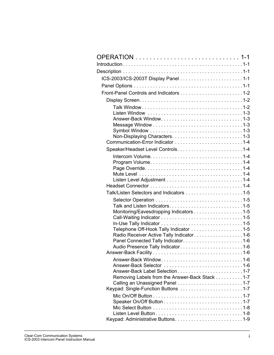 Clear-Com ICS-2003 User Manual | Page 3 / 97