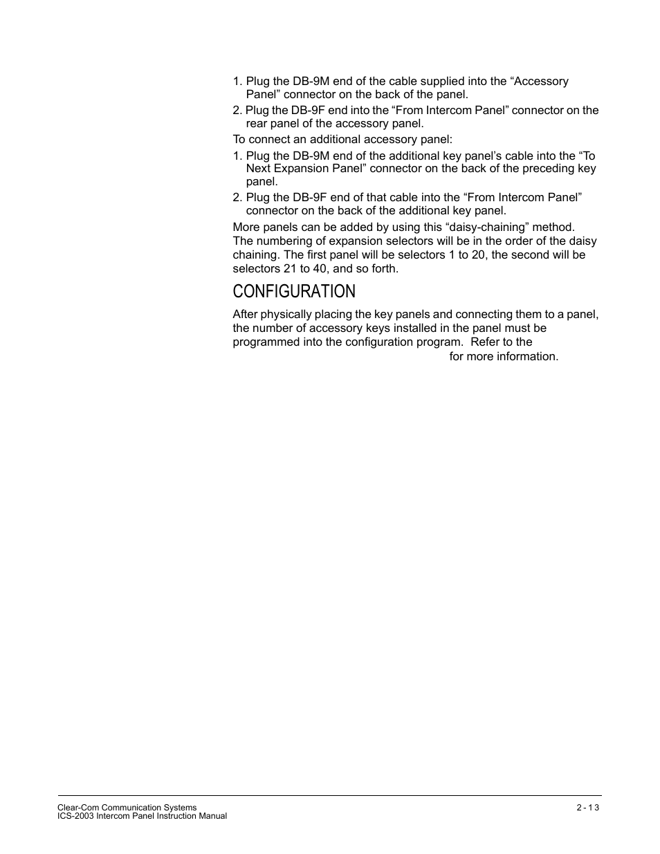 Configuration | Clear-Com ICS-2003 User Manual | Page 39 / 97