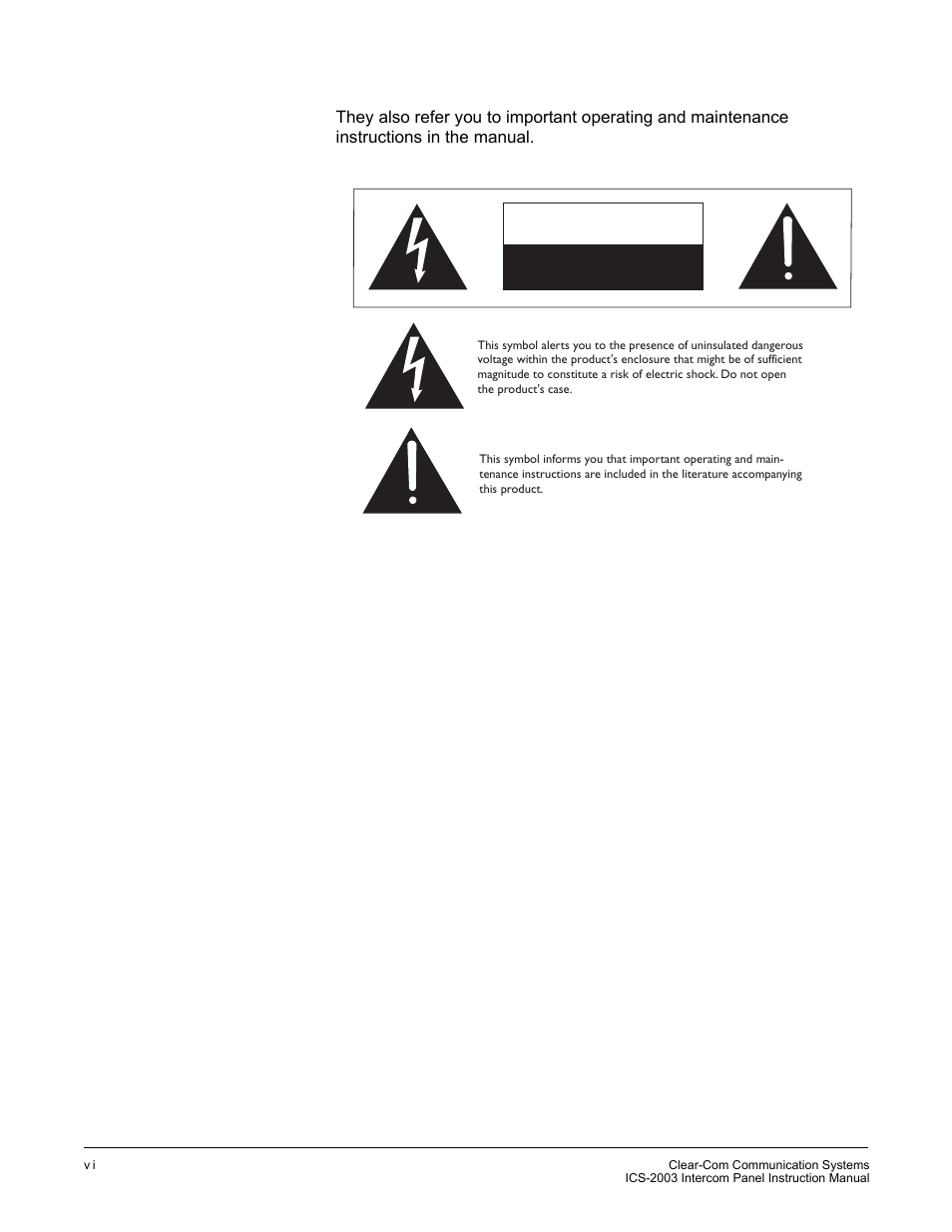 Caution | Clear-Com ICS-2003 User Manual | Page 8 / 97