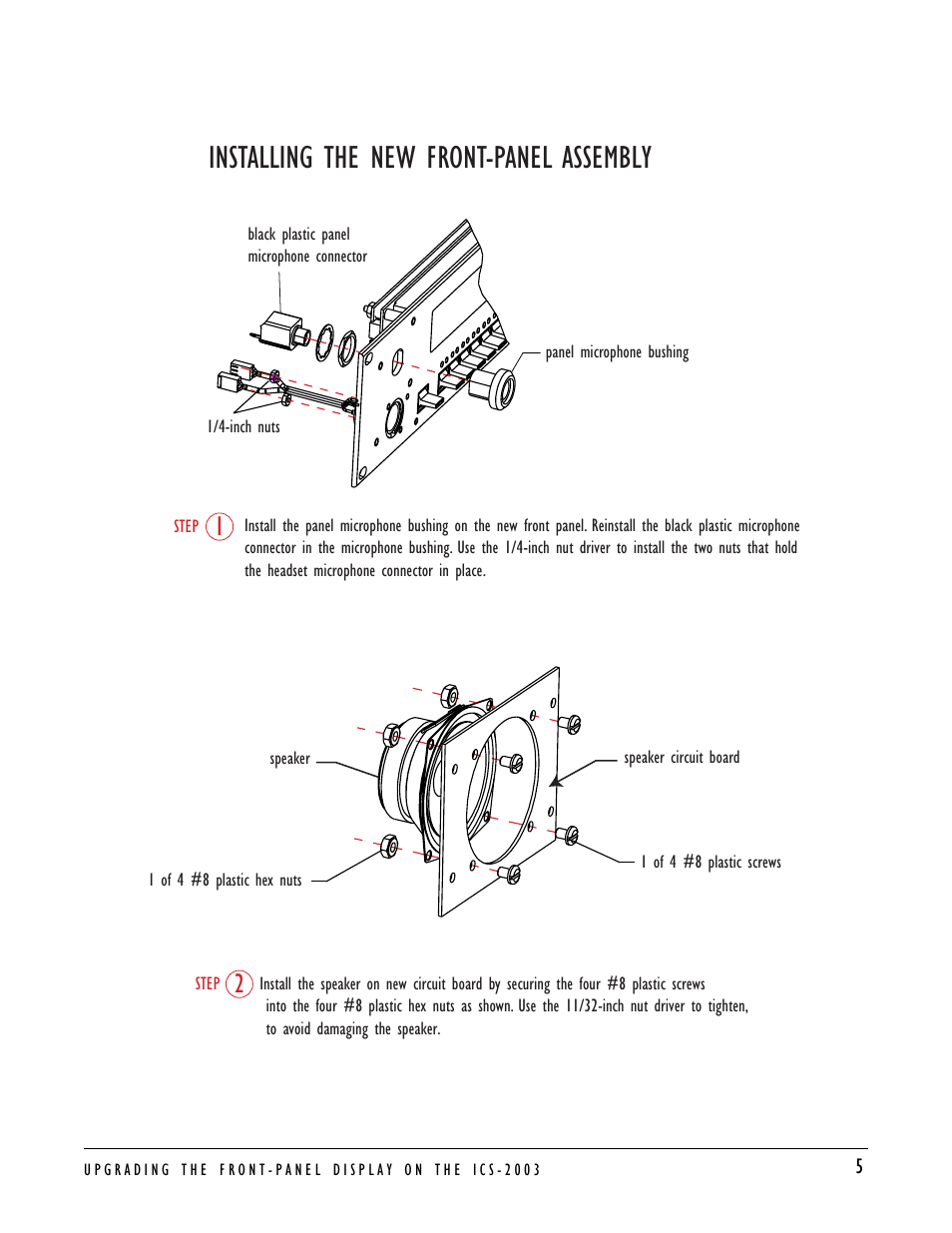 Installing the new front-panel assembly | Clear-Com ICS-2003 User Manual | Page 5 / 8