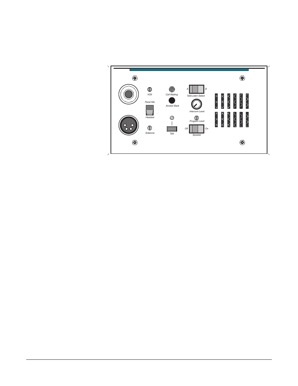 Front panel, Talk button and light | Clear-Com ICS-22 User Manual | Page 9 / 44