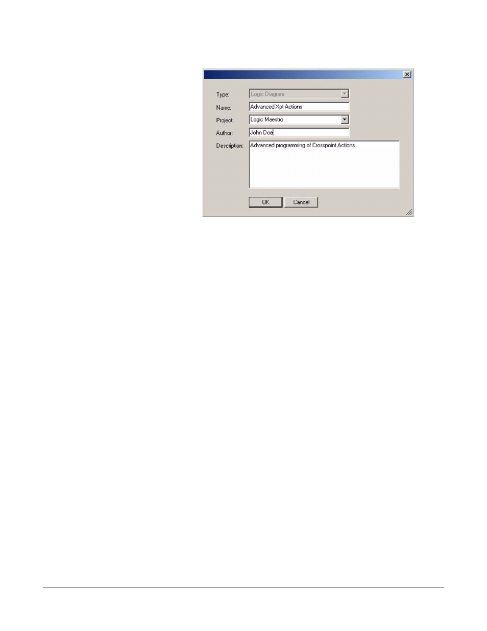 Name, Project, Author | Description, Name -4, Project -4, Author -4, Description -4, Figure 1-4 control sequence properties -4 | Clear-Com Logic-Maestro User Manual | Page 18 / 163