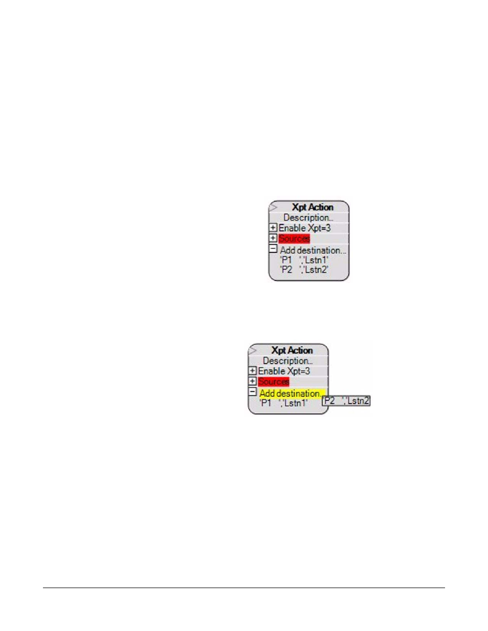 Crosspoint action destinations, Crosspoint action destinations -36 | Clear-Com Logic-Maestro User Manual | Page 50 / 163