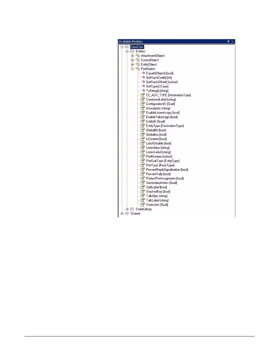 Scriptlibrary, Scriptlibrary -15, Figure 2-13 port object list -15 | Clear-Com Logic-Maestro User Manual | Page 81 / 163