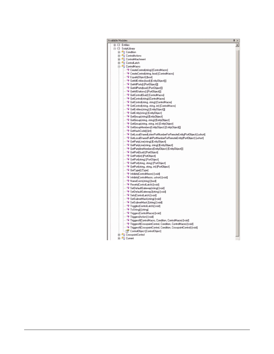 Crosspoint control, Crosspoint control -20, Figure 2-19 control macro list -20 | Clear-Com Logic-Maestro User Manual | Page 86 / 163