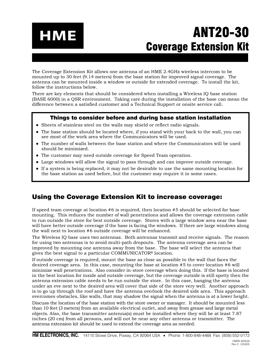 Clear-Com DX Base Antenna User Manual | 4 pages