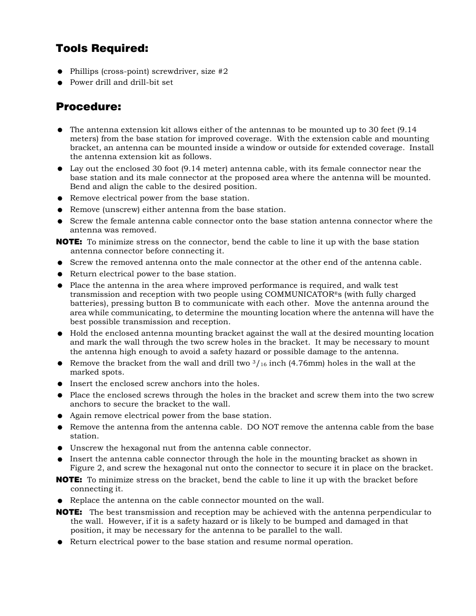 Tools required, Procedure | Clear-Com DX Base Antenna User Manual | Page 3 / 4