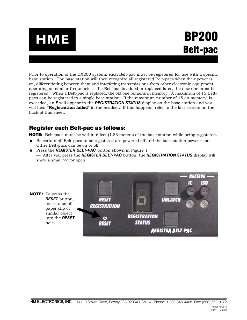 Clear-Com HME DX200 User Manual | 2 pages