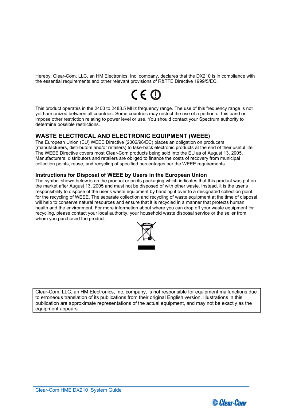 Waste electrical and electronic equipment (weee) | Clear-Com HME DX210 User Manual | Page 5 / 36