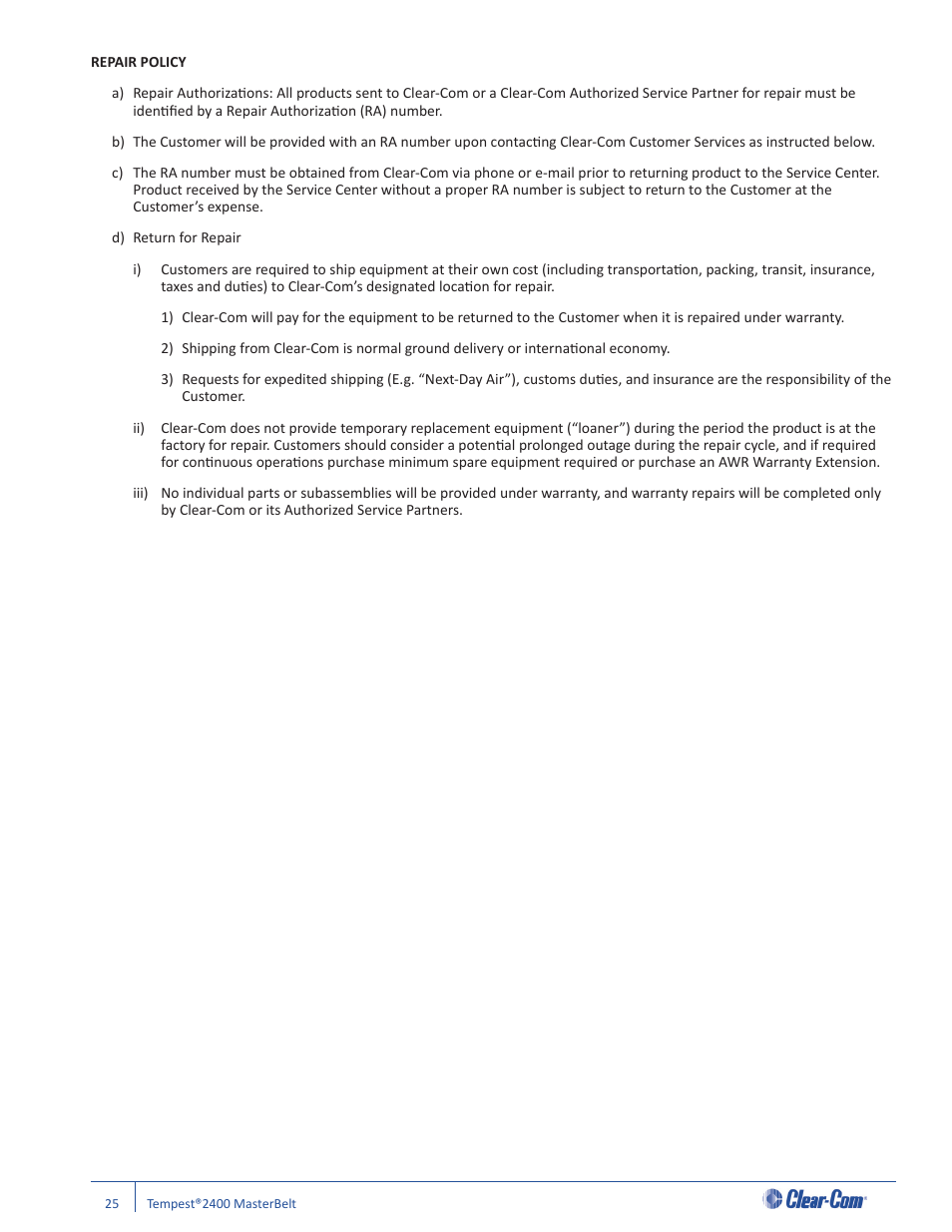 Clear-Com CB-222 User Manual | Page 29 / 32