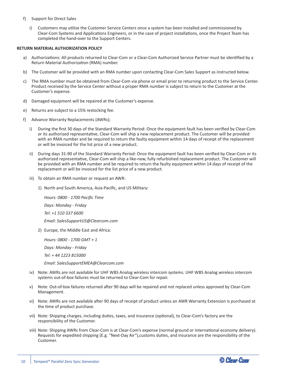 Clear-Com Tempest2400 User Manual | Page 14 / 16