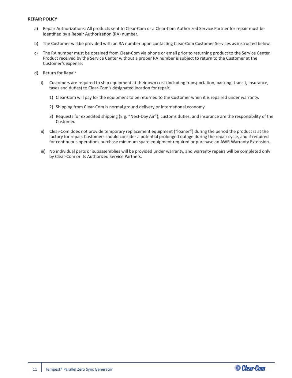 Clear-Com Tempest2400 User Manual | Page 15 / 16