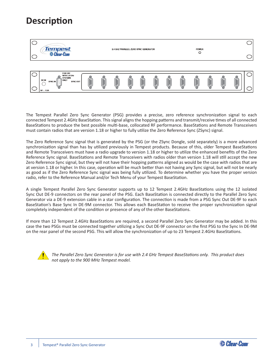 Descripti on | Clear-Com Tempest2400 User Manual | Page 7 / 16