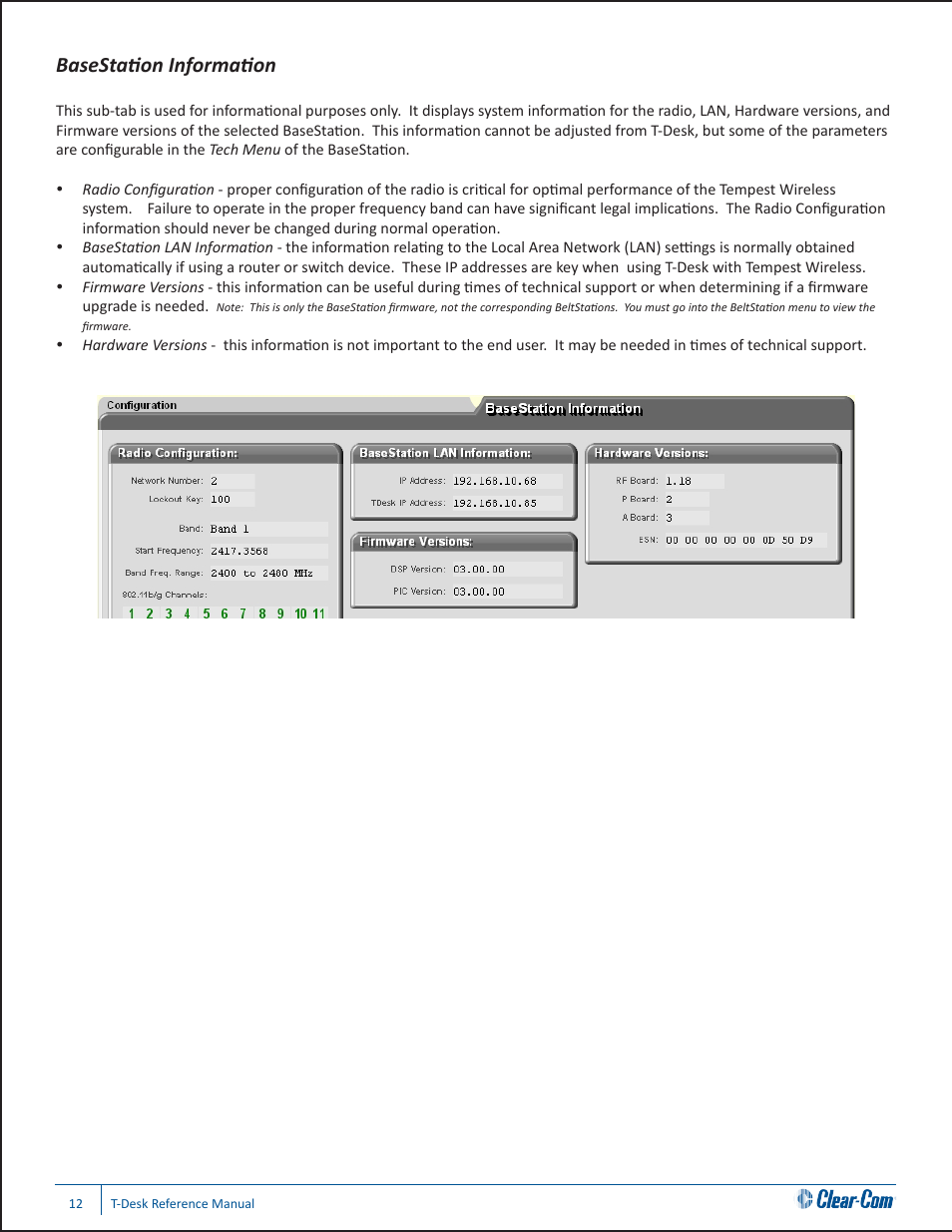 Basestation information | Clear-Com CB-222 User Manual | Page 16 / 20