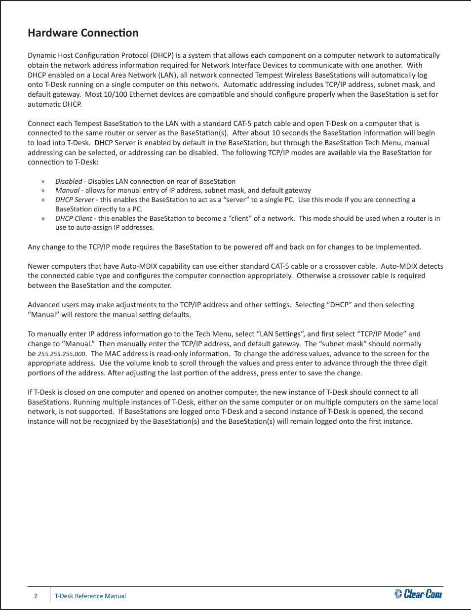 Hardware connection | Clear-Com CB-222 User Manual | Page 6 / 20