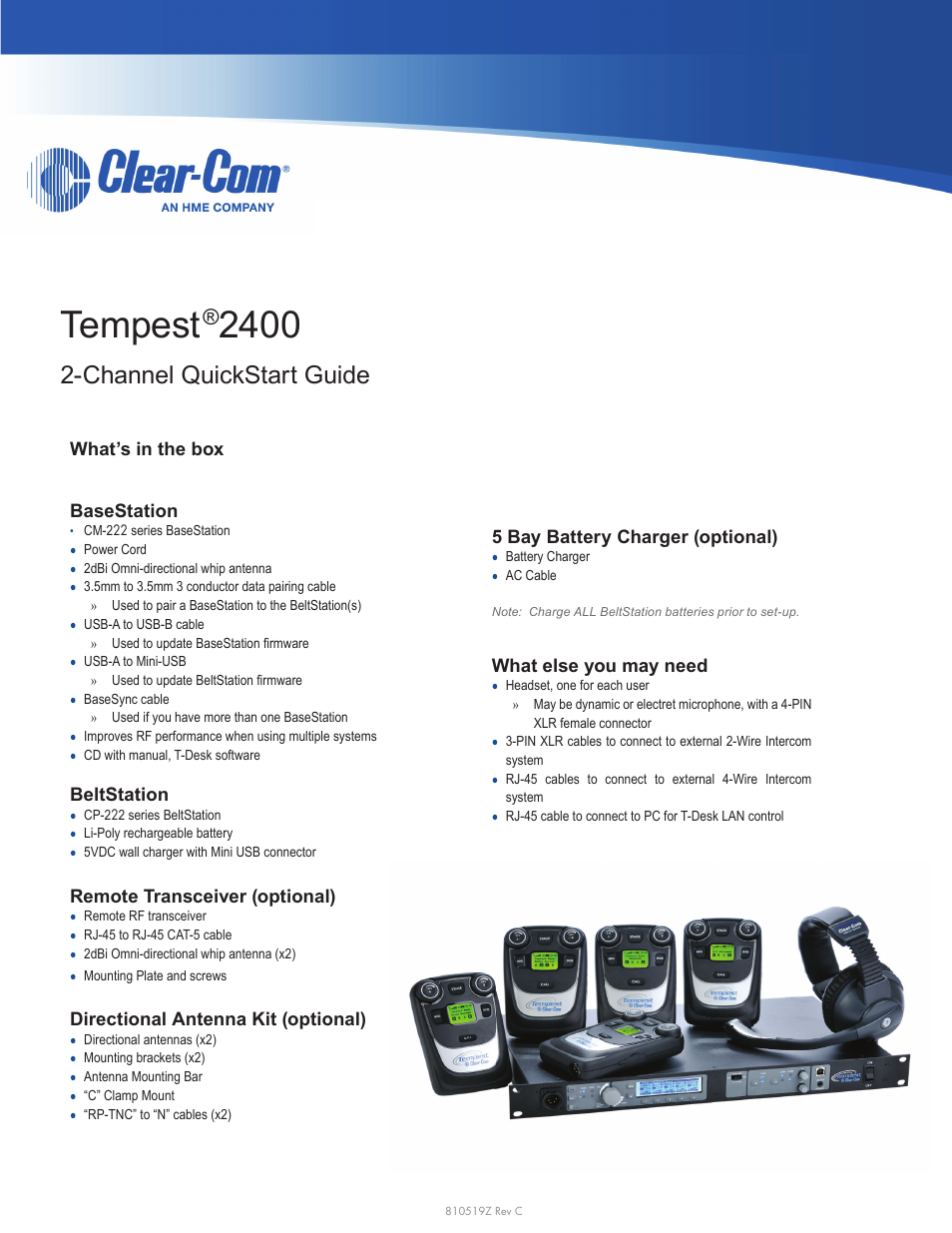 Clear-Com Tempest2400 User Manual | 4 pages