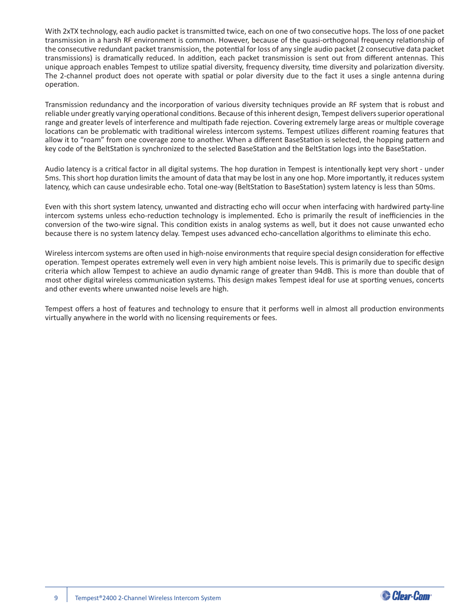 Clear-Com Tempest2400 User Manual | Page 15 / 106