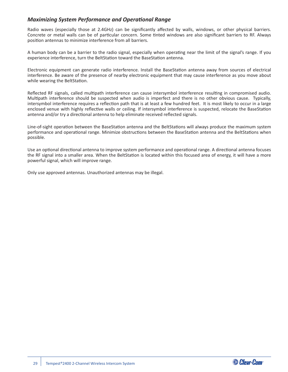 Clear-Com Tempest2400 User Manual | Page 35 / 106