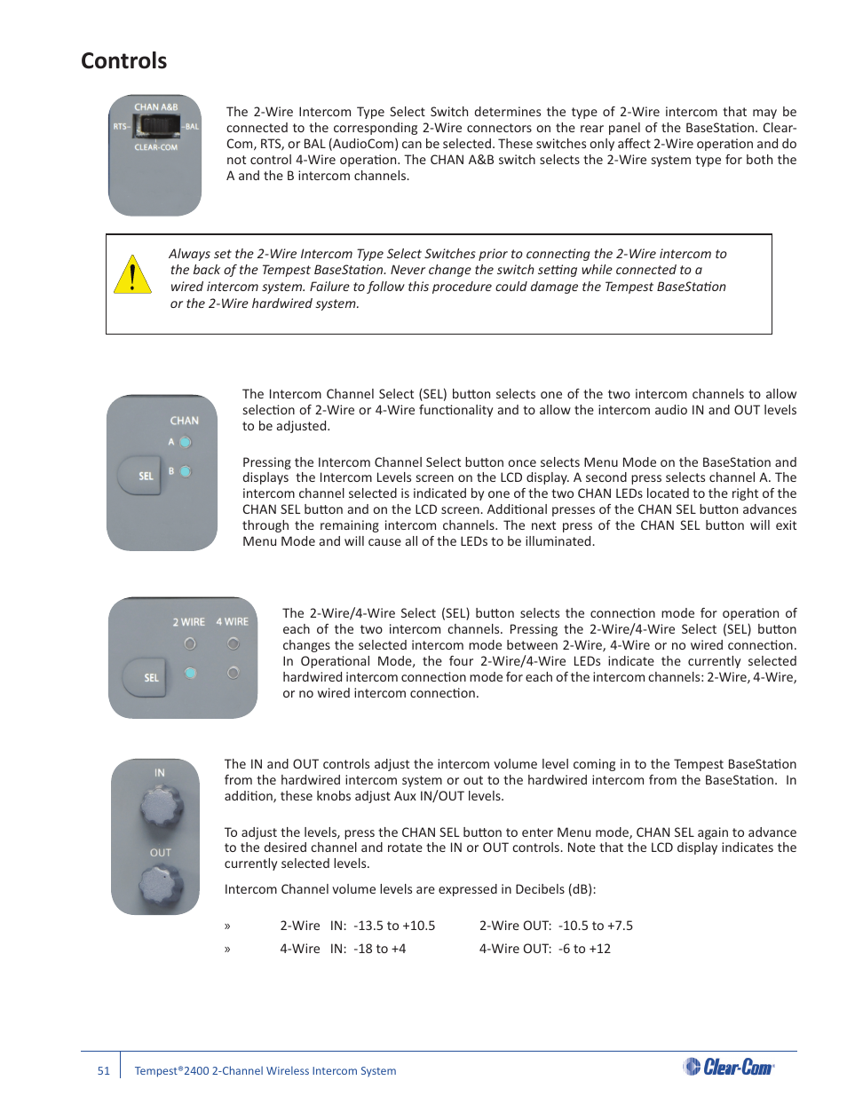 Controls | Clear-Com Tempest2400 User Manual | Page 57 / 106