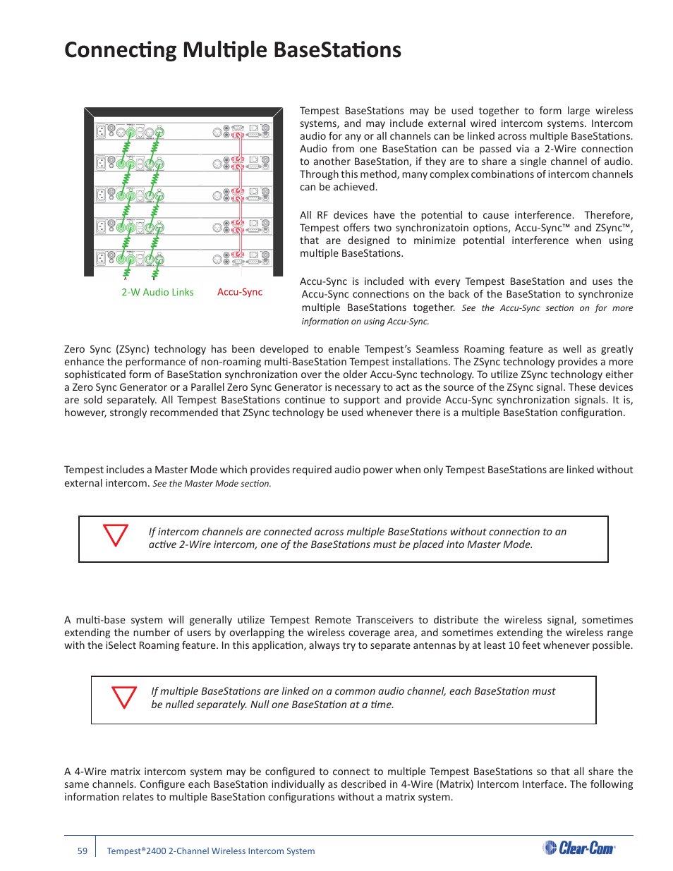 Connecti ng multi ple basestati ons | Clear-Com Tempest2400 User Manual | Page 65 / 106